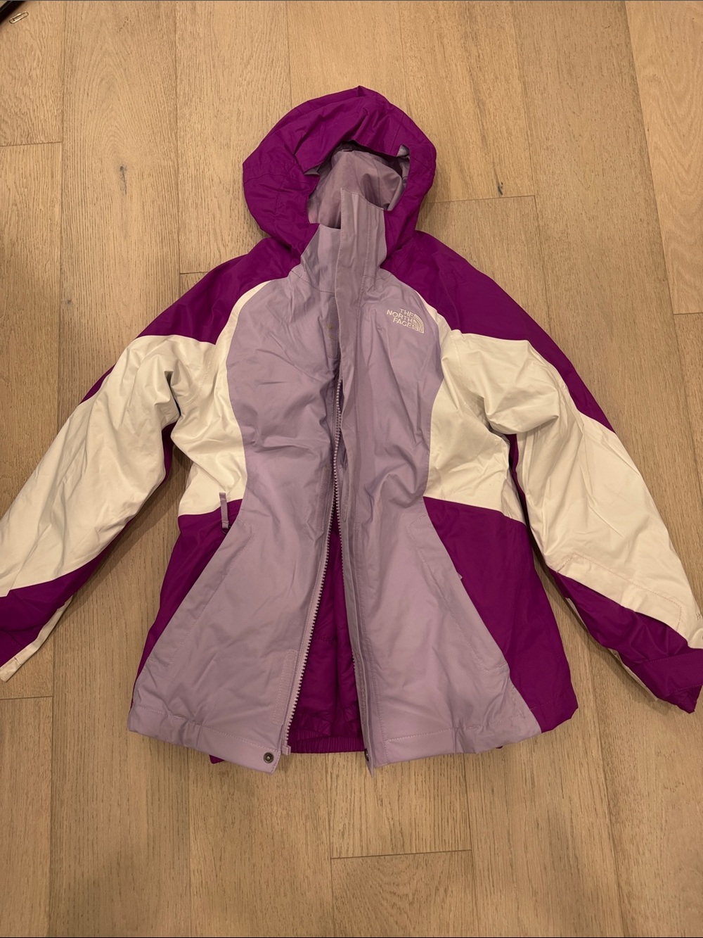The North Face Girls' Magenta & Lavender Colorblock Puffer Jacket
